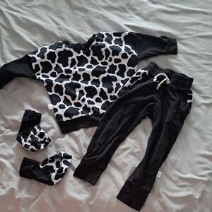 Handmade Cow Print Baby Outfit Set